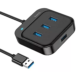 USB-A хаб Hoco HB31 Easy 4-in-1 Hub 4xUSB3.0 0.2m black - мініатюра 3