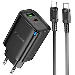 Мережевий зарядний пристрій Borofone BA87A 65w GaN PD USB-C/USB-A ports charger + USB-C to USB-C cable black - фото Мережевий зарядний пристрій Borofone BA87A 65w GaN PD USB-C/USB-A ports charger + USB-C to USB-C cable black