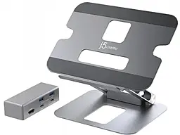 Мультипортовый USB Type-C хаб J5create 6-in-1 USB3.0 gray (JTS327-N) - фото Мультипортовый USB Type-C хаб J5create 6-in-1 USB3.0 gray (JTS327-N)