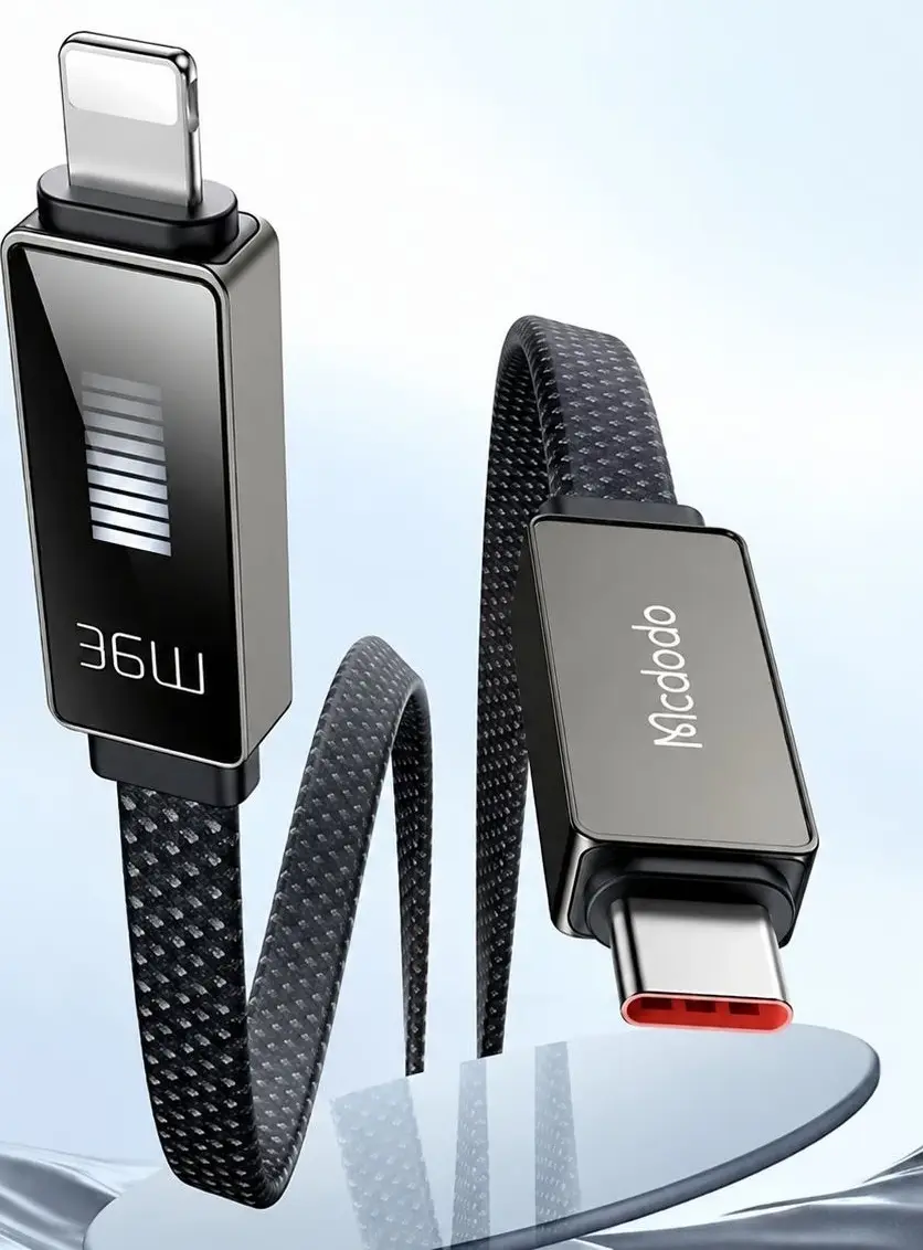 Кабель McDodo LED Display USB Type-C - Lightning 36w 3а 1.2м PD cable Black (CA-4960) - фото 6