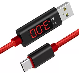 Кабель ExtraDigital LCD Dispay USB-A - Type-C 15w 3a 1м cable Black/Red (KBU1735) - фото Кабель ExtraDigital LCD Dispay USB-A - Type-C 15w 3a 1м cable Black/Red (KBU1735)