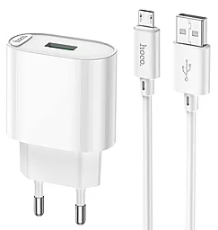 Сетевое зарядное устройство Hoco C109A 18w QC3.0 home charger + micro USB cable white
