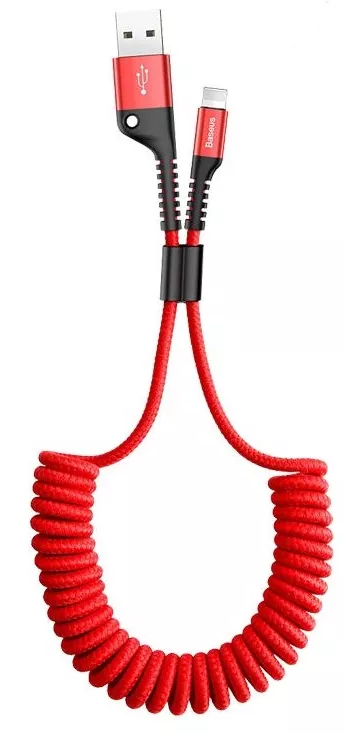 Кабель Baseus Fish Eye Spring USB-A - Type-C 10w 1м cable Red (CATSR-09) - фото 1