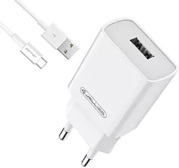 Сетевое зарядное устройство Jellico A52 18W 3A QC3.0 USB-A + USB-C cable white