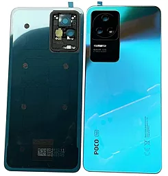 Задняя крышка корпуса Xiaomi Redmi K40S / Poco F4 со стеклом камеры, логотип 'POCO' Blue
