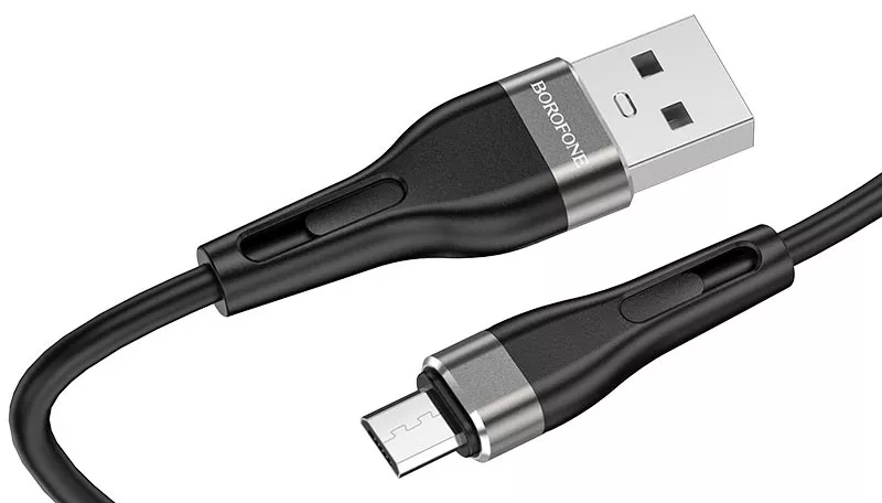 Кабель Borofone BX46 USB-A - micro USB 12w 2.4a 1м cable Black - фото 3
