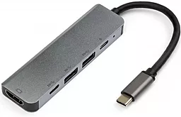 Мультипортовый USB Type-C хаб (концентратор) Vinga USB-C -> HDMI + 2xUSB 3.0 + 2xPD (VCPHTC5AL)