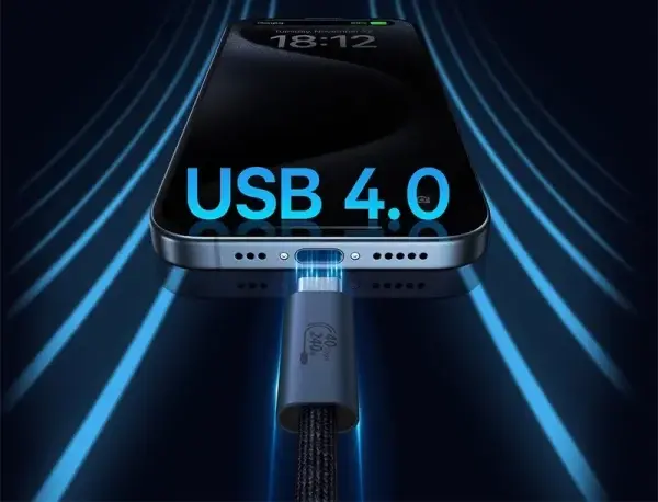 Мультимедийный кабель Baseus Flash 2 Full FeatuRed USB4.0 Type-C - Type-C 8k 60hz 240w 5a 1м 40gbps PD data cable Black (P10311803111-00) - фото 7