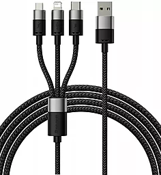 Універсальний кабель Baseus StarSpeed 3-in-1 USB-A to Type-C/Lightning/micro USB 18w 3.5a 1.2м сable Black (CAXS000001)