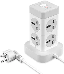 Сетевой фильтр (удлинитель) XO WL21 2м 8 розеток 3USB-A/USB-C с выключателем белый - фото Сетевой фильтр (удлинитель) XO WL21 2м 8 розеток 3USB-A/USB-C с выключателем белый