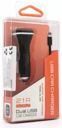 Автомобильное зарядное устройство LDNio USB Car Charger + Lightning (2.1Ax2) Black (DL-C219)