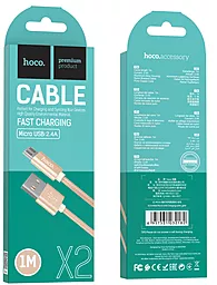 Кабель Hoco X2 Rapid Braided USB-A - micro USB 12w 2.4a 1м cable Gold - мініатюра 5 Кабель Hoco X2 Rapid Braided USB-A - micro USB 12w 2.4a 1м cable Gold - мініатюра 5