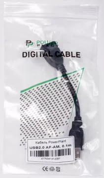 Кабель (шлейф) PowerPlant USB 2.0 AF – AM, 0.1м - фото 4