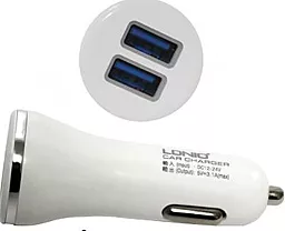 Автомобільний зарядний пристрій LDNio 2 USB 3.1А Lightning (DL-C23) White (DL-C23) - мініатюра 2