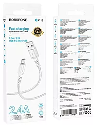 Кабель Borofone BX116 Certain USB-A - micro USB 12w 2.4a 1м Cable White - миниатюра 3 Кабель Borofone BX116 Certain USB-A - micro USB 12w 2.4a 1м Cable White - миниатюра 3