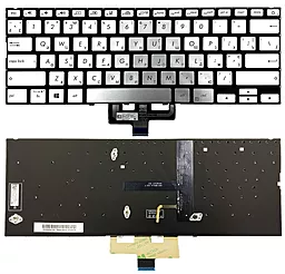Клавіатура для ноутбуку Asus ZenBook 14 UX433FA UX433FN UX433FL срібляста без рамки Прямий Enter підсвітка PWR UKR Original PRC (0KN1-5Z2UA13) Silver