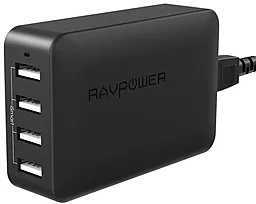 Мережевий зарядний пристрій RavPower 8A 4-Port USB Charger Charging Solution with iSmart Technology Black (RP-UC07)