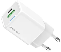 Сетевое зарядное устройство ColorWay 30w GaN/PPS PD USB-C/USB-A ports charger white (CW-CHS053PD-WT) - фото Сетевое зарядное устройство ColorWay 30w GaN/PPS PD USB-C/USB-A ports charger white (CW-CHS053PD-WT)