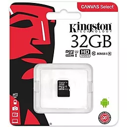 Карта памяти Kingston microSDHC 32GB Canvas Select Class 10 UHS-I U1 (SDCS/32GBSP) - миниатюра 2
