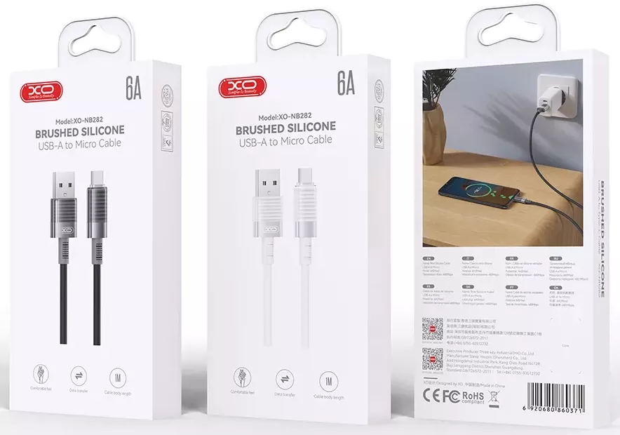 Кабель XO NB282 USB-A - Type-C 30w 6a 1м cable White - фото 2