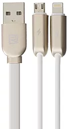 Кабель USB Remax Binary 10w 2-in-1 USB to Lightning/micro USB cable  white