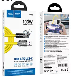Кабель USB Hoco U118 Triumph 100w 5a 1.2m USB Type-C cable yellow - миниатюра 5
