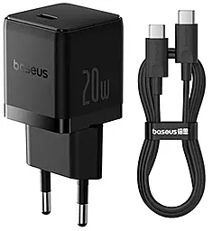 Сетевое зарядное устройство Baseus Palm 20w PD USB-C fast charger + USB-C to USB-C cable black (P10111602113-01) - фото Сетевое зарядное устройство Baseus Palm 20w PD USB-C fast charger + USB-C to USB-C cable black (P10111602113-01)