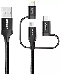 USB Кабель Choetech 12w 2.4a 1.2M 3-in-1 USB to Type-C/Lightning/micro USB сable black (IP0030-BK)