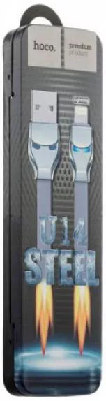 Кабель Hoco U14 Steel man USB-A - Type-C 12w 2.4a 1.2м cable Gold - фото 6