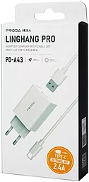 Сетевое зарядное устройство Proda 2.4a home charger + USB-C cable white (PD-A43a) - миниатюра 5
