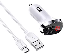 Автомобильное зарядное устройство Borofone BZ15 Auspicious 2.4a 2xUSB-A ports car charger white - фото Автомобильное зарядное устройство Borofone BZ15 Auspicious 2.4a 2xUSB-A ports car charger white