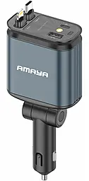 Автомобильное зарядное устройство Amaya ACC-CL11 120w PD/QC3.0 USB-C/USB-A ports car charger + USB-C to Lighting cable Gray - фото Автомобильное зарядное устройство Amaya ACC-CL11 120w PD/QC3.0 USB-C/USB-A ports car charger + USB-C to Lighting cable Gray
