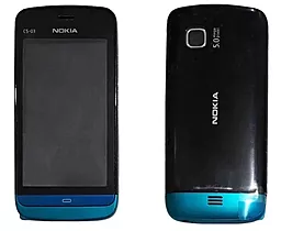 Корпус Nokia C5-06 Black с синей накладкой
