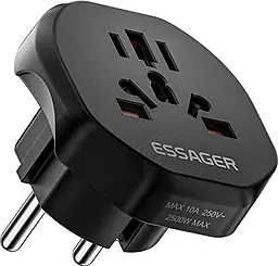 Global universal adapter EU to world female black (ECTZH-YCB01-Z) Essager - фото Global universal adapter EU to world female black (ECTZH-YCB01-Z) Essager