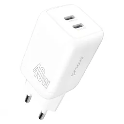 Сетевое зарядное устройство Proove 40w PD 2xUSB-C ports fast charger white (WCSP4020002)