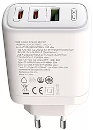 Мережевий зарядний пристрій XO CE04 Fast Charger PD65W QC45W White - мініатюра 2