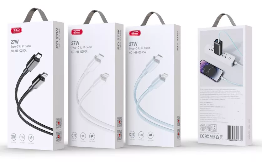 Кабель XO NB-Q250B USB Type-C - Type-C 60w 3a 1м PD cable White - фото 3