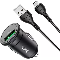 Автомобильное зарядное устройство Hoco Z43 18w QC3.0 car charger + micro USB cable black - фото Автомобильное зарядное устройство Hoco Z43 18w QC3.0 car charger + micro USB cable black