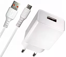 Сетевое зарядное устройство Veron AD14M home charger 2.4a + micro USB cable white - фото Сетевое зарядное устройство Veron AD14M home charger 2.4a + micro USB cable white