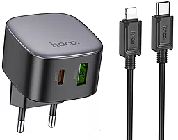 Сетевое зарядное устройство Hoco Hoco CS32A 20w PD USB-C/USB-A ports charger + Lightning cable black - фото Сетевое зарядное устройство Hoco Hoco CS32A 20w PD USB-C/USB-A ports charger + Lightning cable black