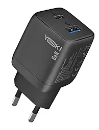 Сетевое зарядное устройство Yoki YK-GaN35PACB 35w PowerGaN PD/QC3.0 USB-C/USB-A fast charger Black - фото Сетевое зарядное устройство Yoki YK-GaN35PACB 35w PowerGaN PD/QC3.0 USB-C/USB-A fast charger Black