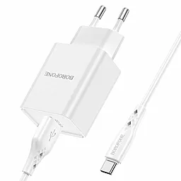 Сетевое зарядное устройство Borofone BN5 Jingrui 18w QC3.0 home charger + USB-C cable white - фото Сетевое зарядное устройство Borofone BN5 Jingrui 18w QC3.0 home charger + USB-C cable white