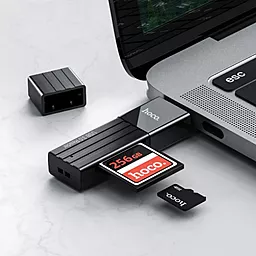 Кардридер Hoco HB20 Mindful 2-в-1 USB3.0 Black - миниатюра 4