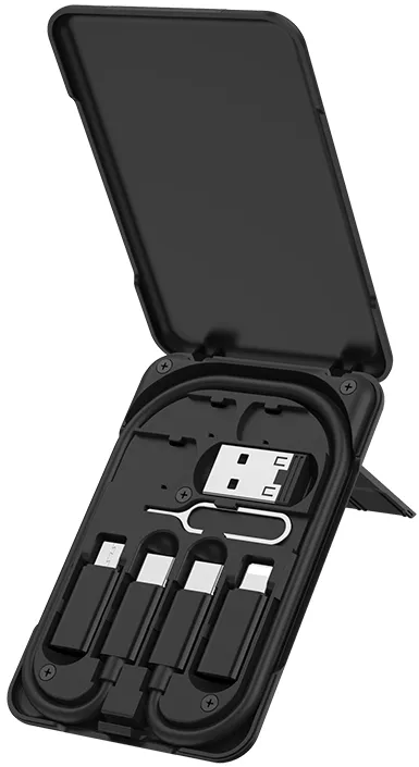 Кабель USB Hoco U86 Treasure Charging 3in1 + Storage Case 3A 0.28M Black - фото 5