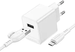 Мережевий зарядний пристрій Borofone BAS11A 2.4a home charger + micro USB cable white - фото Мережевий зарядний пристрій Borofone BAS11A 2.4a home charger + micro USB cable white