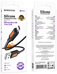 Кабель Borofone BX114 Structure USB-A - micro USB 12w 2.4a 1м cable Black - миниатюра 6 Кабель Borofone BX114 Structure USB-A - micro USB 12w 2.4a 1м cable Black - миниатюра 6