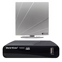 Комплект цифрового ТВ World Vision T624M3 + Антенна Kvant-Efir ARU-01 (white)