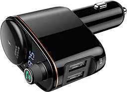 Автомобільний зарядний пристрій з FM трансмітером Baseus Car Charger Bluetooth FM MP3 + Locomotive S-06 Black (CCALL-RH01) - мініатюра 2
