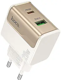 Сетевое зарядное устройство Hoco CS71A Star Speed 20w PD USB-C/USB-A ports charger white - фото Сетевое зарядное устройство Hoco CS71A Star Speed 20w PD USB-C/USB-A ports charger white