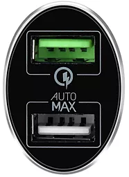 Автомобильное зарядное устройство с быстрой зарядкой Momax 18w QC3.0 2xUSB-A ports car charger black (UC9) - миниатюра 5